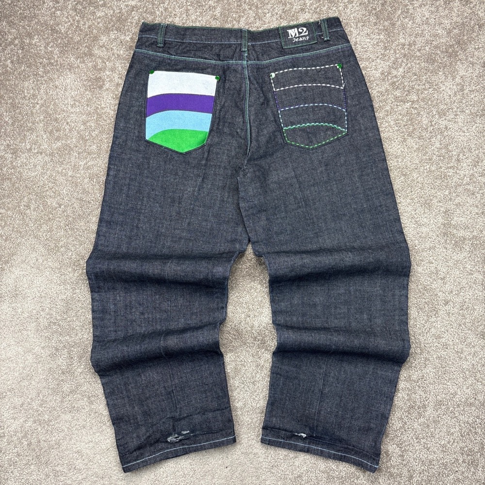 Vintage‎ Y2K M2 Embroidered Baggy Jeans 38x30